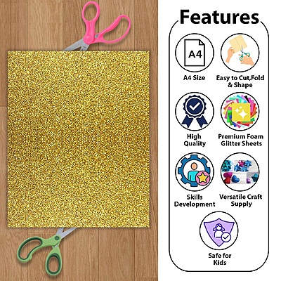 Glitter Sheets (A4 Size) - Multicolor - Pack of 10 Sheets