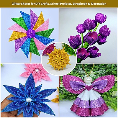 Glitter Sheets (A4 Size) - Multicolor - Pack of 10 Sheets