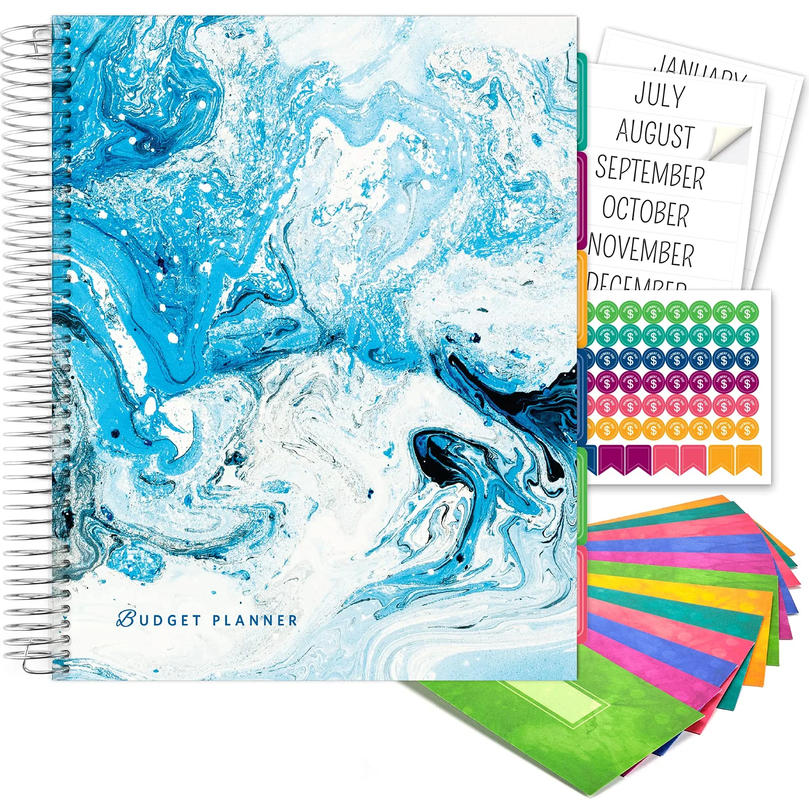 Global Printed Products Budget Planner & Monthly Bill Organizer With 12 Envelopes and Pockets. Expense Tracker Notebook