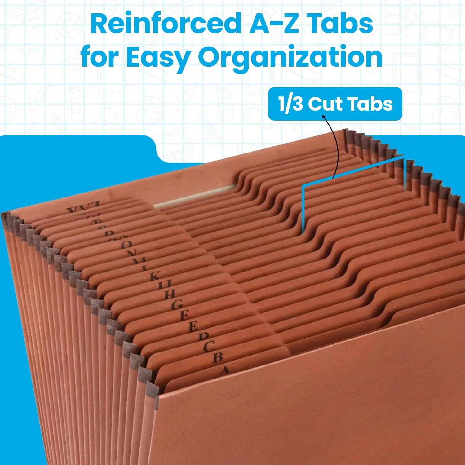 Globe-Weis Expanding File, 21-Pocket Letter Size, Brown (R217AHD)
