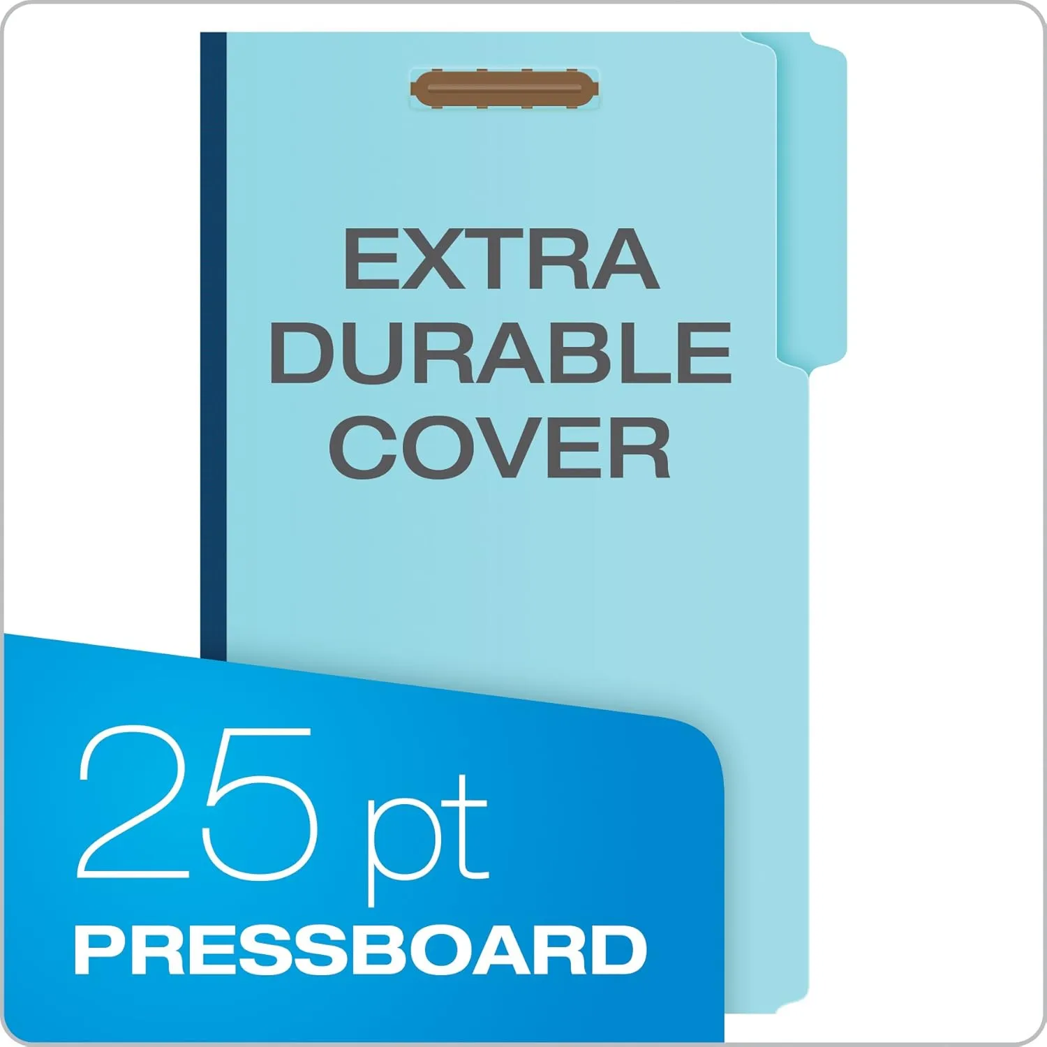 Globe Weis Pendaflex Pressboard Folders With Fasteners, 1/3 Cut, Legal Size, 30% Recycled, Blue, Pack Of 25