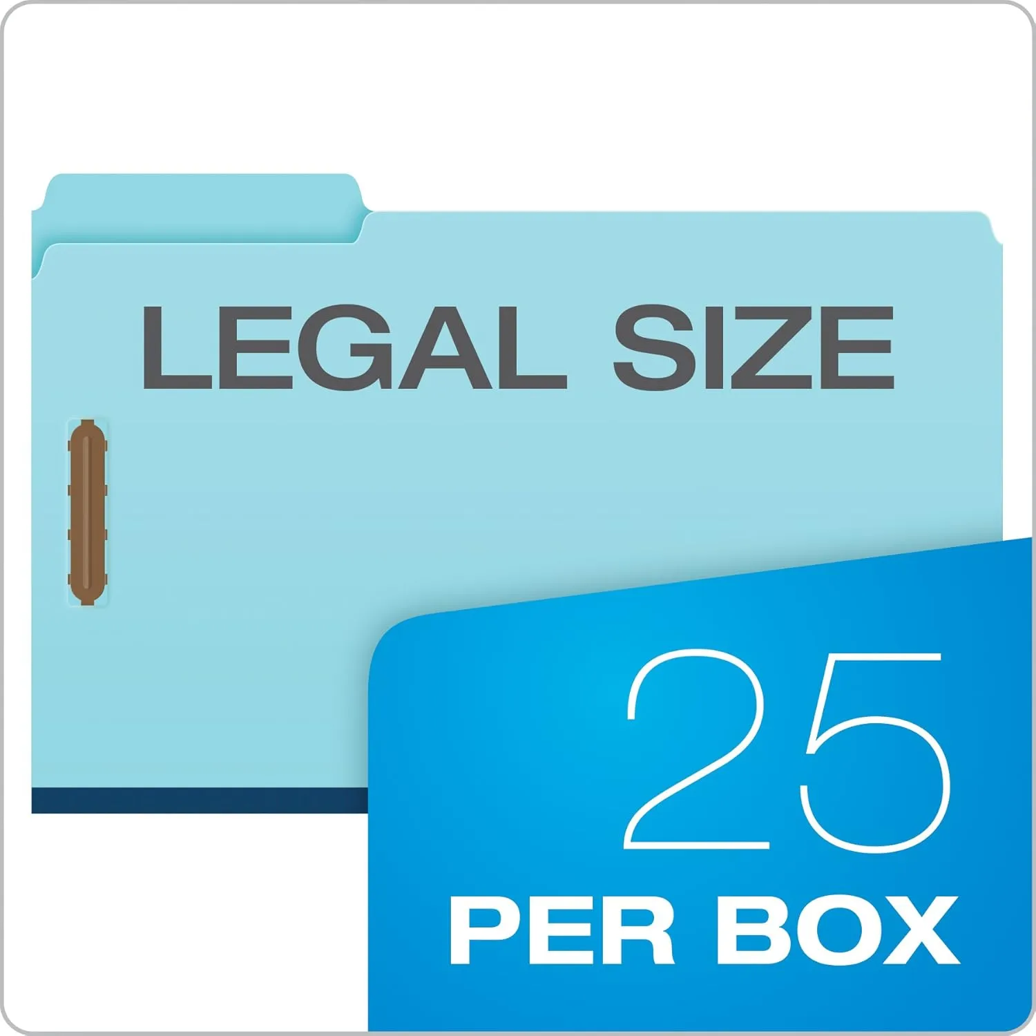 Globe Weis Pendaflex Pressboard Folders With Fasteners, 1/3 Cut, Legal Size, 30% Recycled, Blue, Pack Of 25