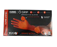 8 Mil Diamond-Textured Orange Nitrile Gloves - Size Medium