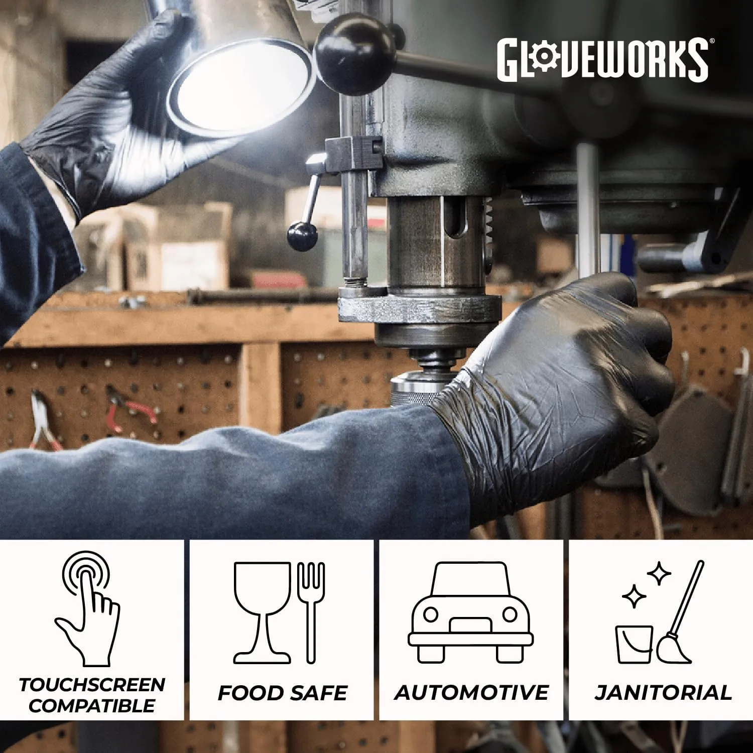 GLOVEWORKS Industrial Black Nitrile Disposable Gloves, 5 Mil, Box of 100