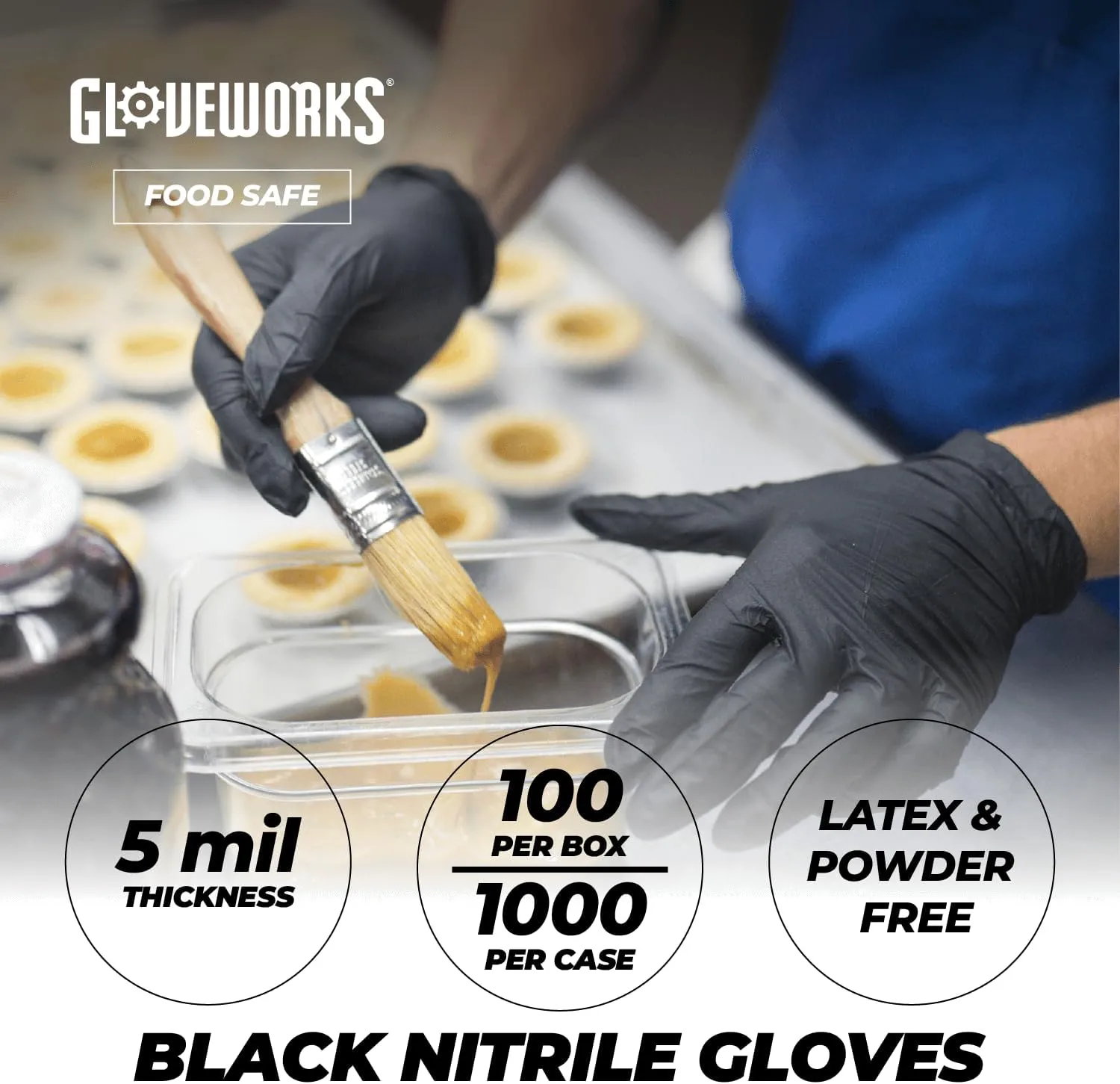 GLOVEWORKS Industrial Black Nitrile Disposable Gloves, 5 Mil, Box of 100