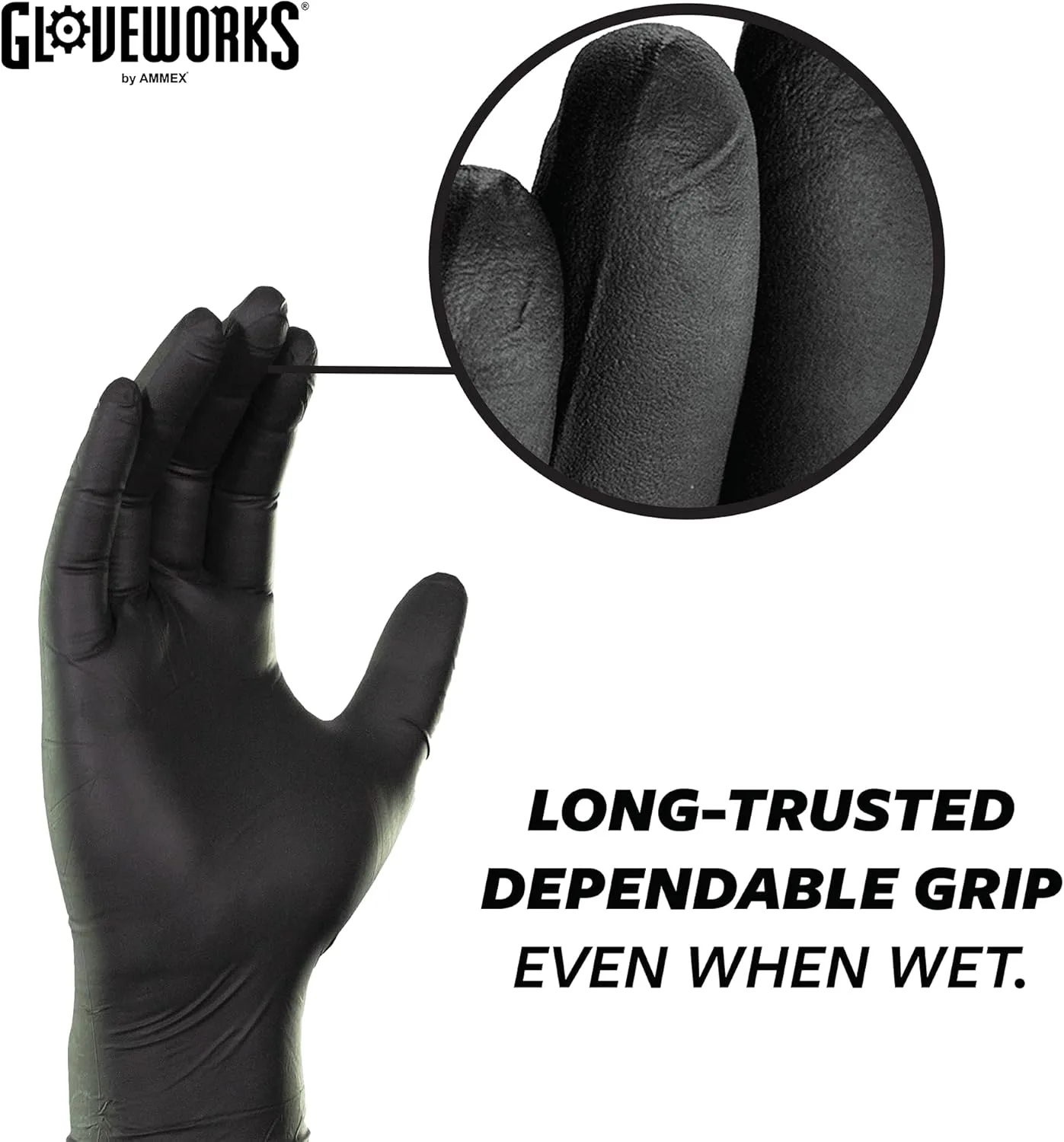 GLOVEWORKS Industrial Black Nitrile Disposable Gloves, 5 Mil, Box of 100
