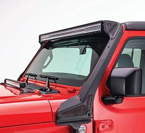Go Rhino XE Windshield LED Light Frame for 50" LED Light Bar | Mild Steel, Textured Black | 730500T | Fits 2018-2024 Jeep Wrangler JL/JLU; 2020-2024 Jeep Gladiator JT Excludes Mojave Models