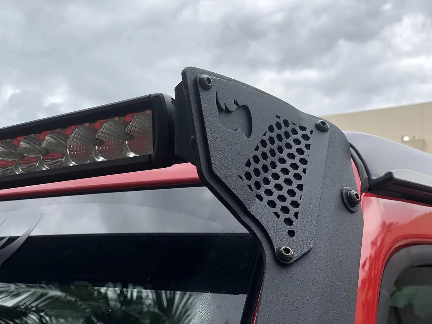 Go Rhino XE Windshield LED Light Frame for 50" LED Light Bar | Mild Steel, Textured Black | 730500T | Fits 2018-2024 Jeep Wrangler JL/JLU; 2020-2024 Jeep Gladiator JT Excludes Mojave Models