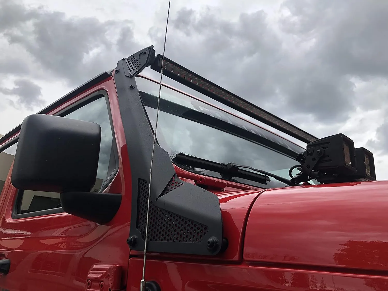 Go Rhino XE Windshield LED Light Frame for 50" LED Light Bar | Mild Steel, Textured Black | 730500T | Fits 2018-2024 Jeep Wrangler JL/JLU; 2020-2024 Jeep Gladiator JT Excludes Mojave Models