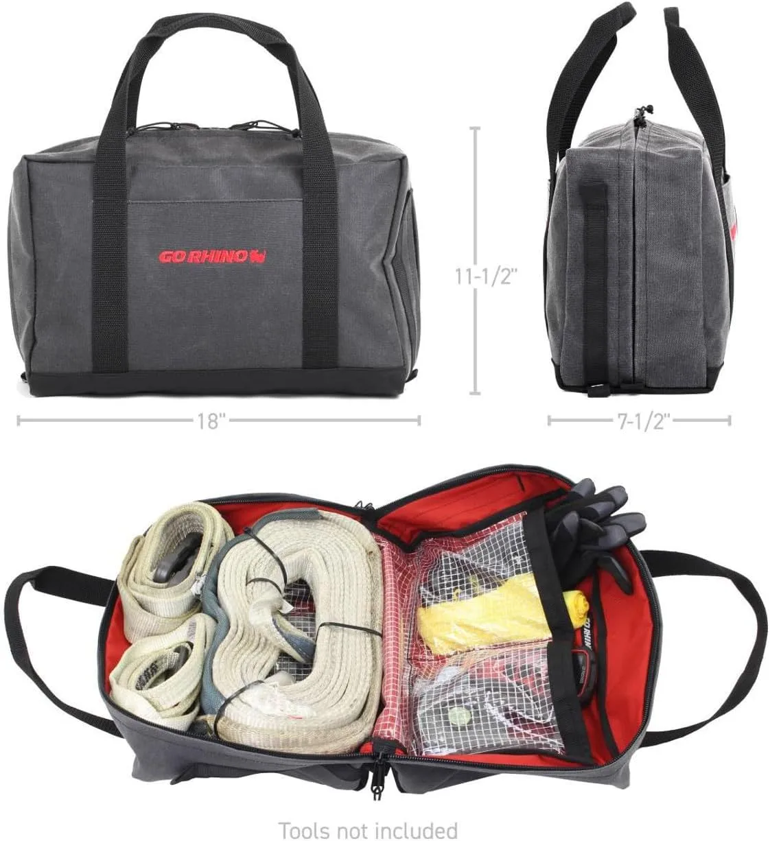 Go Rhino Recovery Bag | 7.5" x 11.5" x 18" | XG1070-01 7.5" x 11.5" x 18" Black