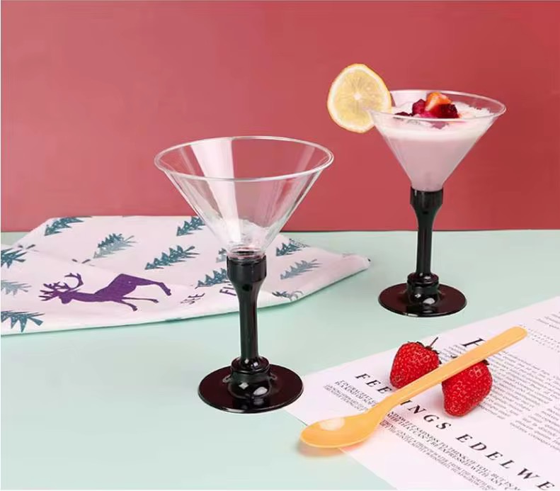 150ML ACRYLIC COCKTAIL GOBLET CUP WITH BLACK BASE