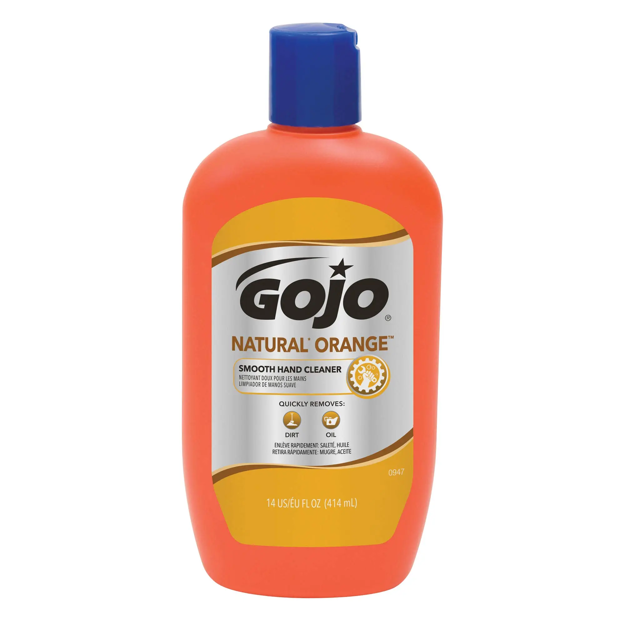 GOJO NATURAL ORANGE Smooth Hand Cleaner, 14 fl oz Quick-Acting Lotion Hand Cleaner Flip-Cap Squeeze Bottle (Pack of 12)