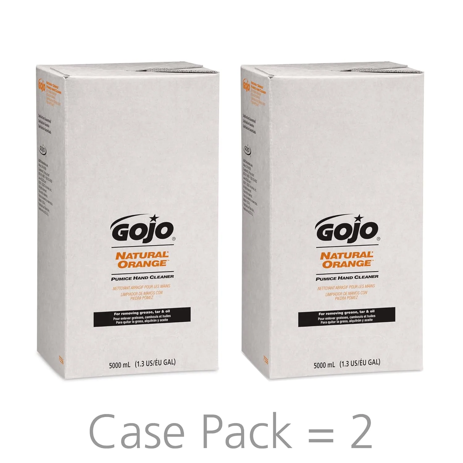 GOJO NATURAL ORANGE Pumice Hand Cleaner, 5000 mL Quick Acting Lotion Hand Cleaner Refill PRO TDX Dispenser (Pack of 2)