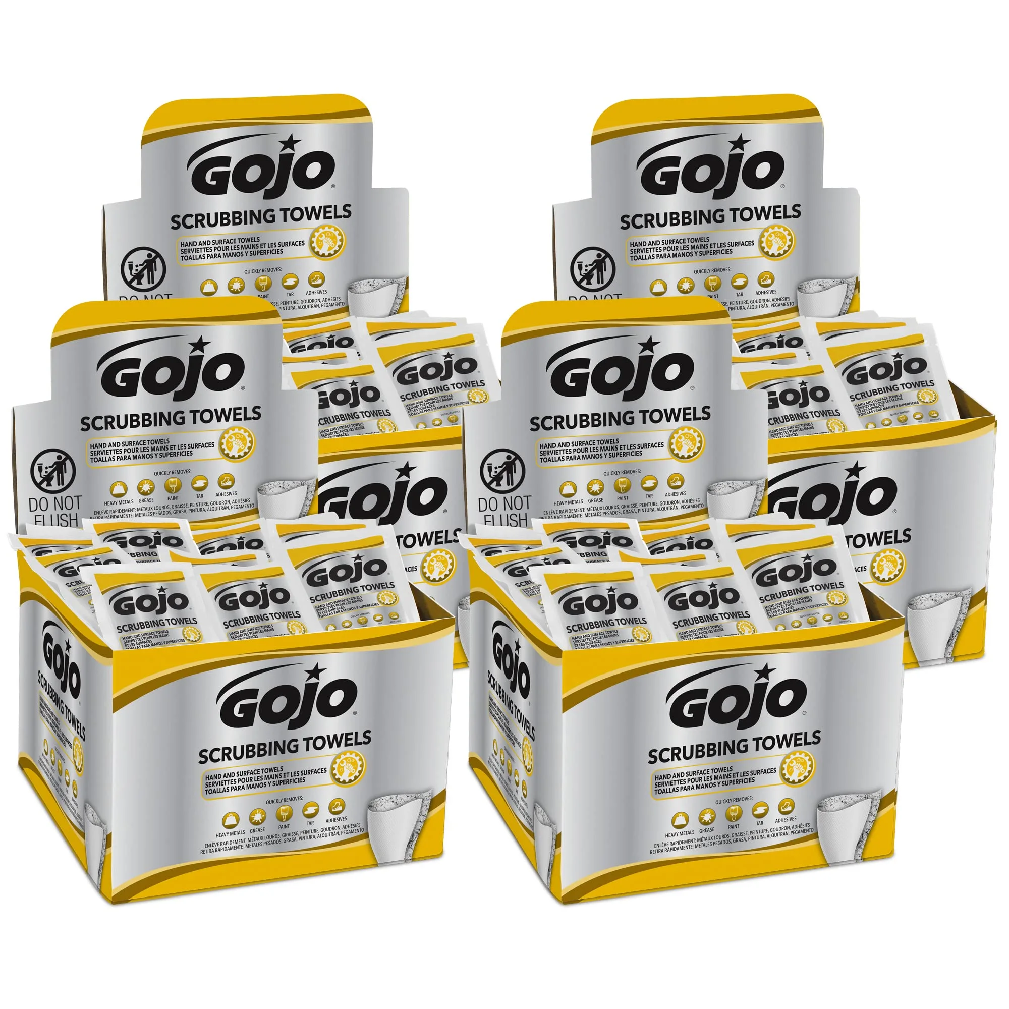 GOJO Scrubbing Towels, Citrus Scent, 80 Count Individually Wrapped Extra-Large Textured Wet Towels in a Counter Display Box