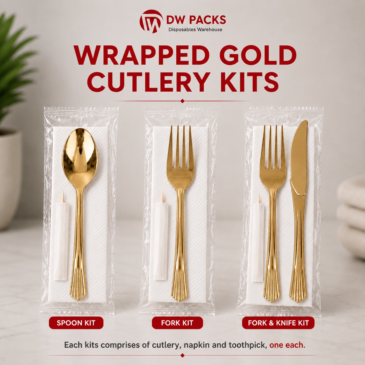 WRAPPED GOLD CUTLERY KIT (PREMIUM)