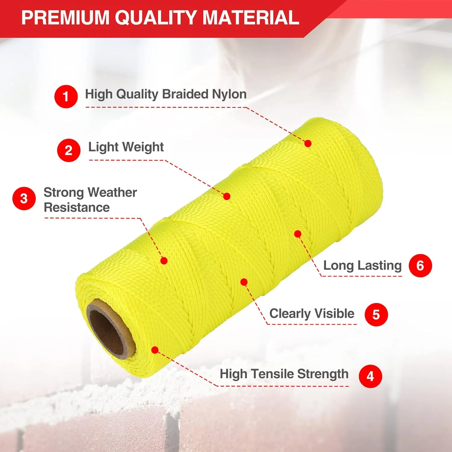 Goldblatt Mason Line, 500 Feet #18 Braided Nylon String Line, Nylon Twine for Gardening or Masonry Tools