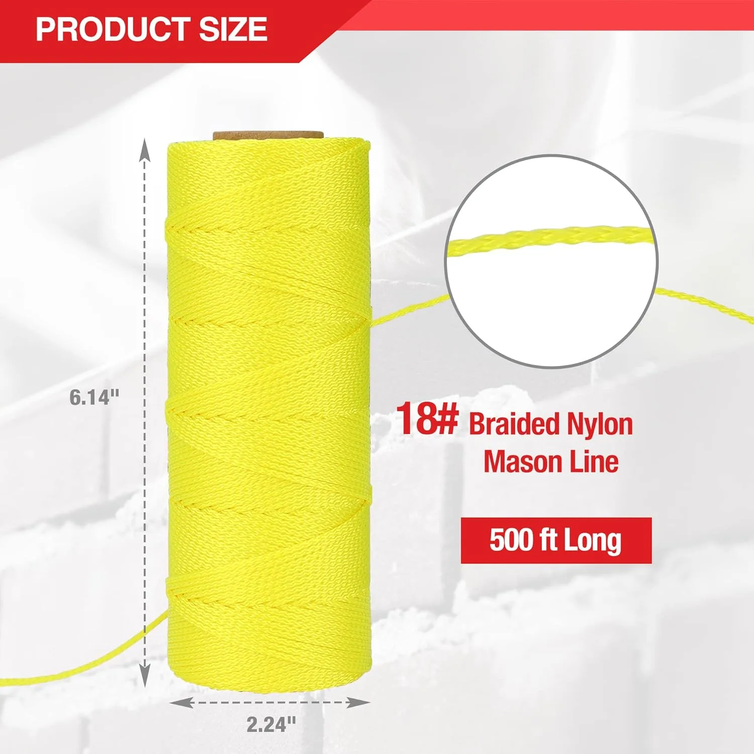 Goldblatt Mason Line, 500 Feet #18 Braided Nylon String Line, Nylon Twine for Gardening or Masonry Tools