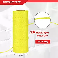 Goldblatt Mason Line, 500 Feet #18 Braided Nylon String Line, Nylon Twine for Gardening or Masonry Tools