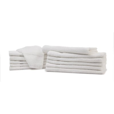 Premium Ringspun Blend Washcloth 12" x 12" 1 Lb. White - 5 Dozen/Pack