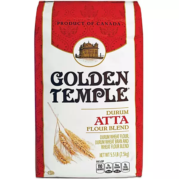 20lb bag of Golden Temple Durum Atta, premium Canadian wheat flour for soft rotis.