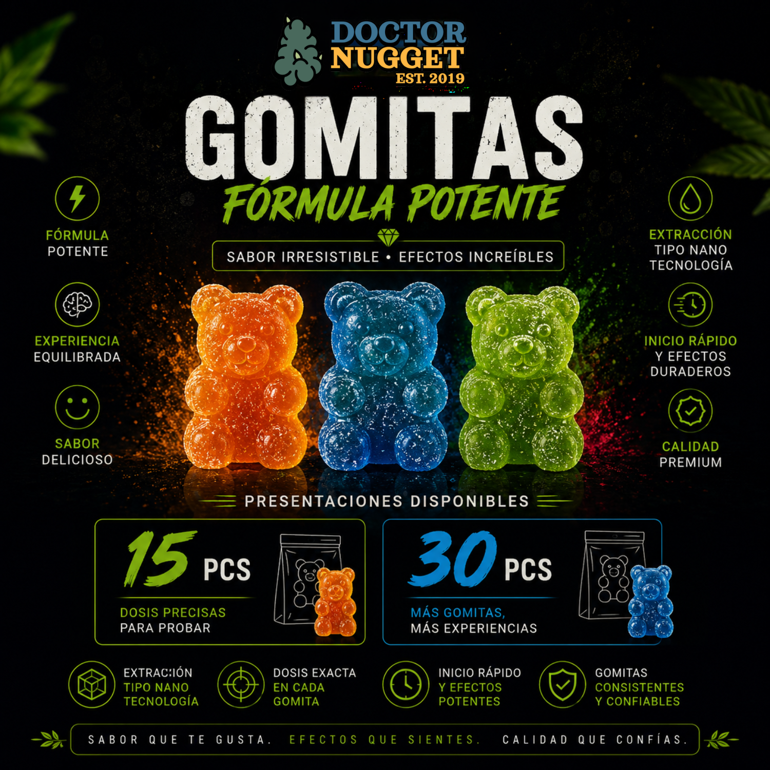 Dr. Nugget Gomitas fórmula potente 15 pcs