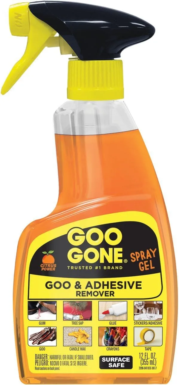 Goo Gone Adhesive Remover Original Spray Gel - Removes Gum, Grease, Stickers - 12 Ounce