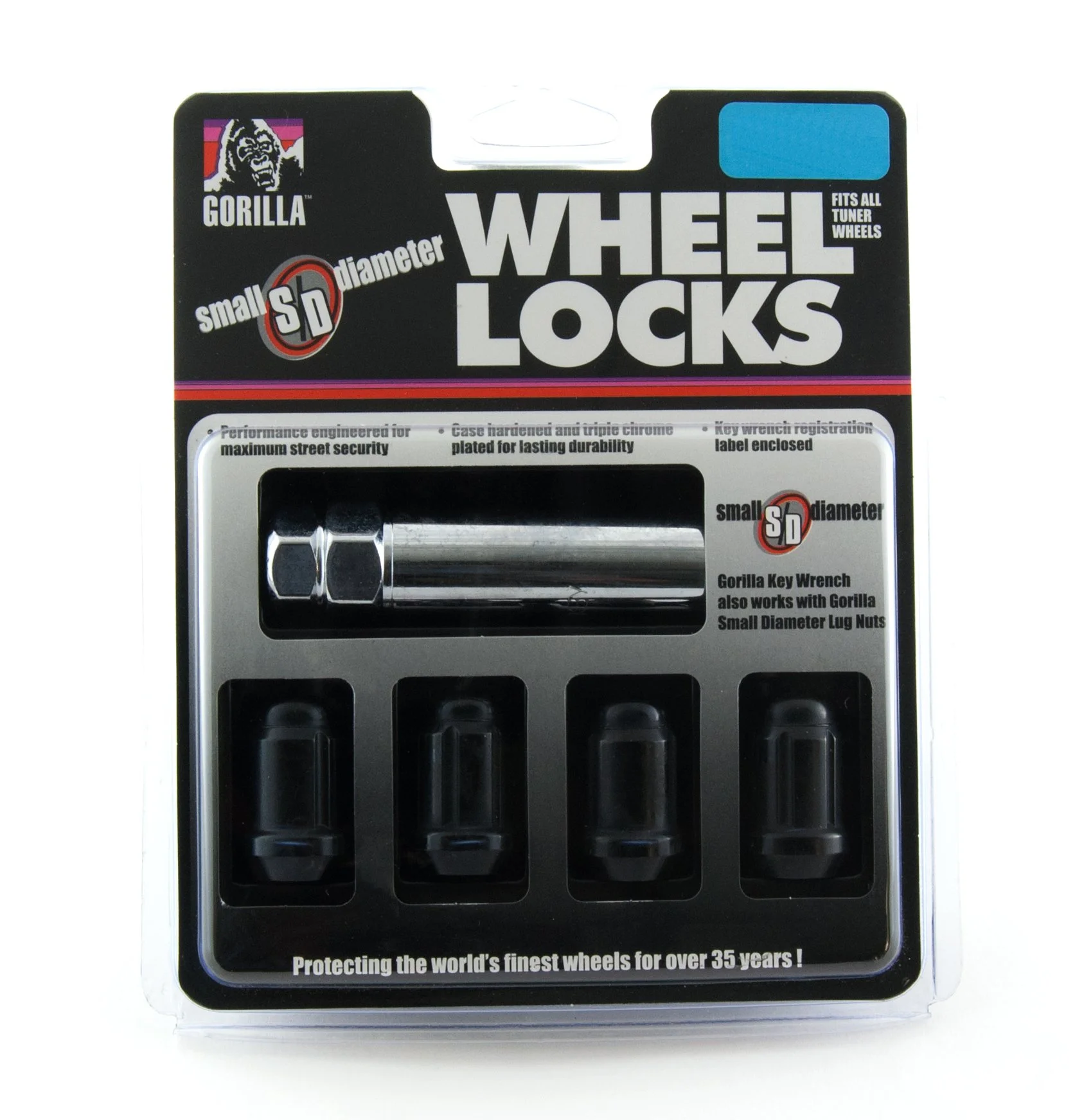 Gorilla Automotive 21631BC Black Chrome Small Diameter Wheel Locks (12mm x 1.50 Thread Size) 12-mm X 1.50