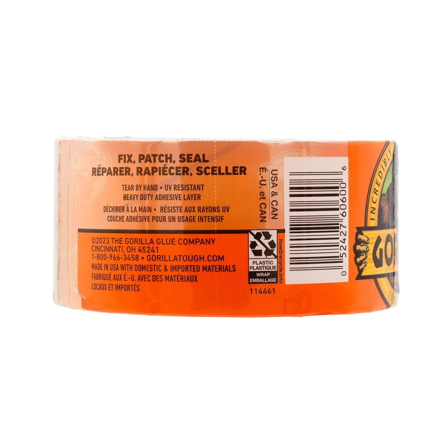 Gorilla Crystal Clear Tape, 1.88” x 18 yd (Pack of 1) - Weather Resistant for Indoor or Outdoor Projects and Repairs