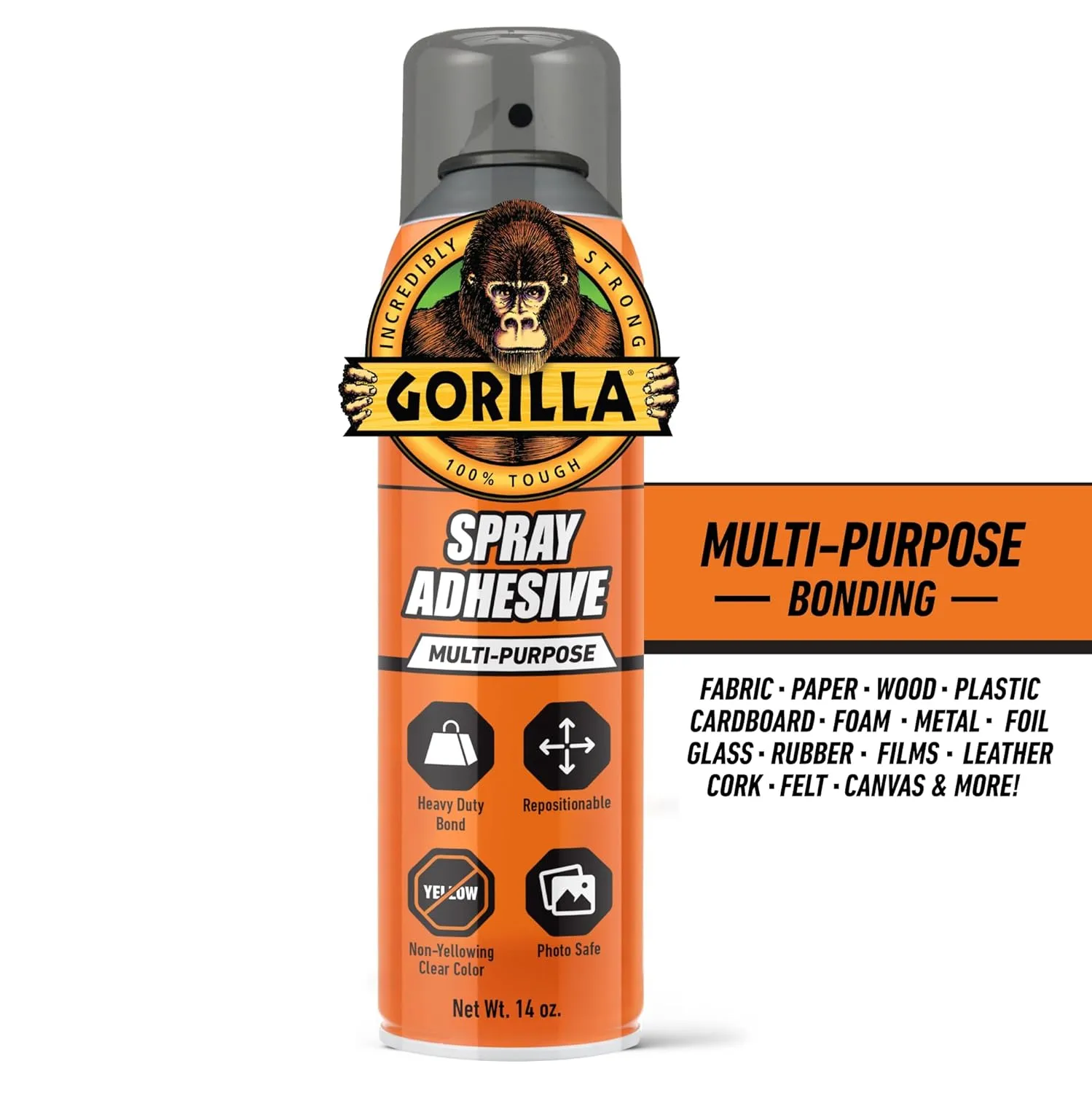 Gorilla Heavy Duty Spray Adhesive, Clear, 14 Ounce (Pack of 1)