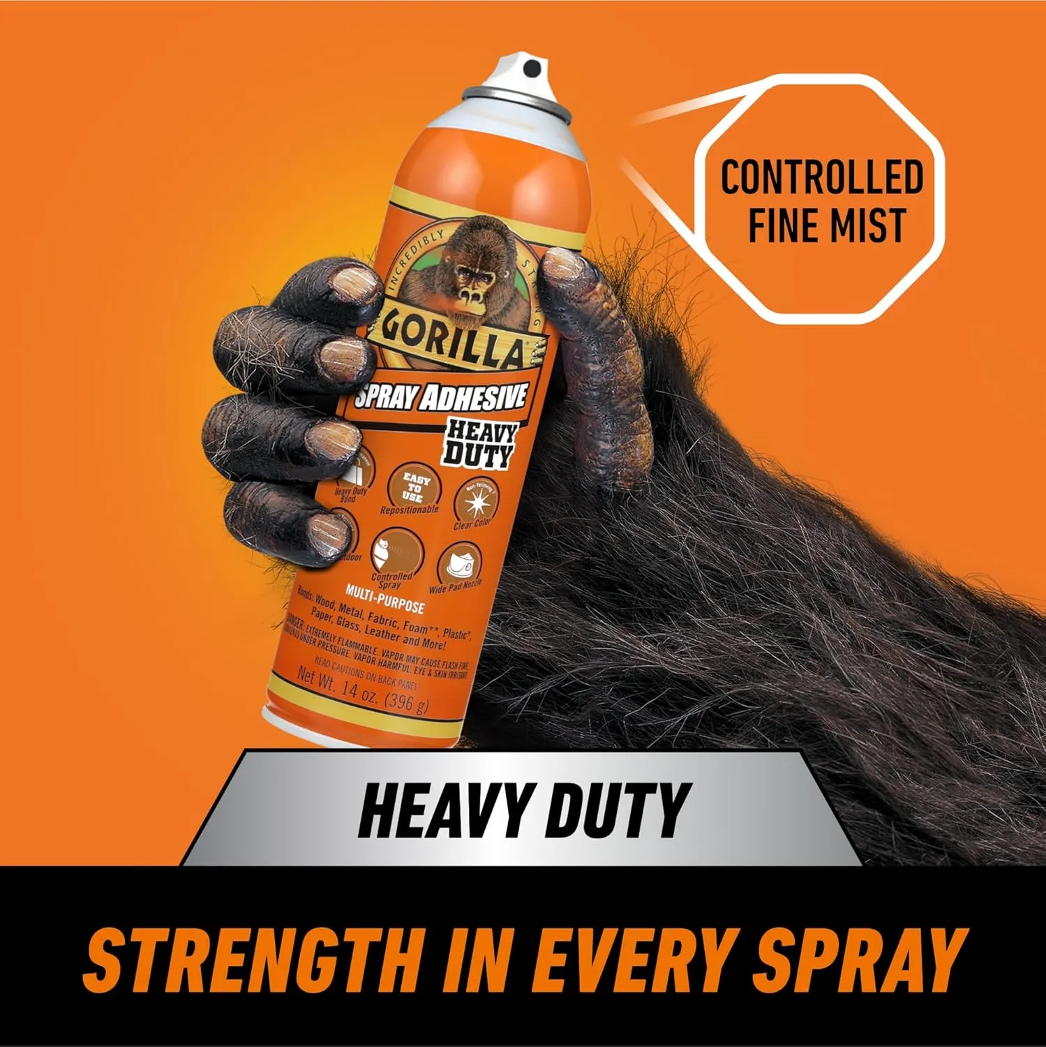 Gorilla Heavy Duty Spray Adhesive, Clear, 14 Ounce (Pack of 1)
