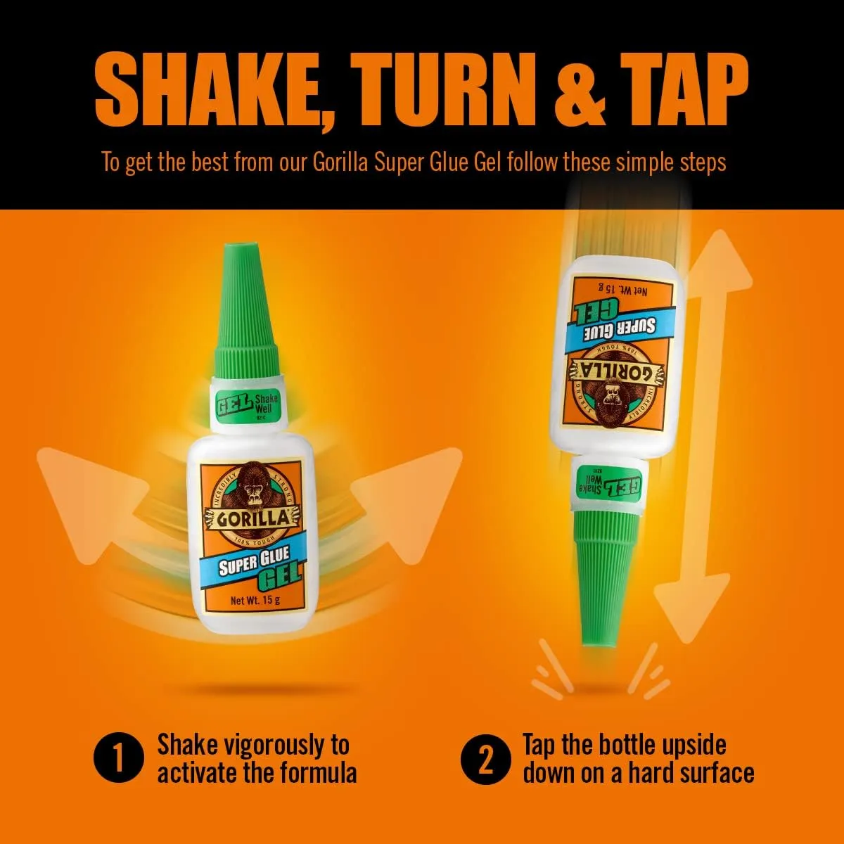 GORILLA Super Glue Gel, 0.53 oz Bottle - Clear