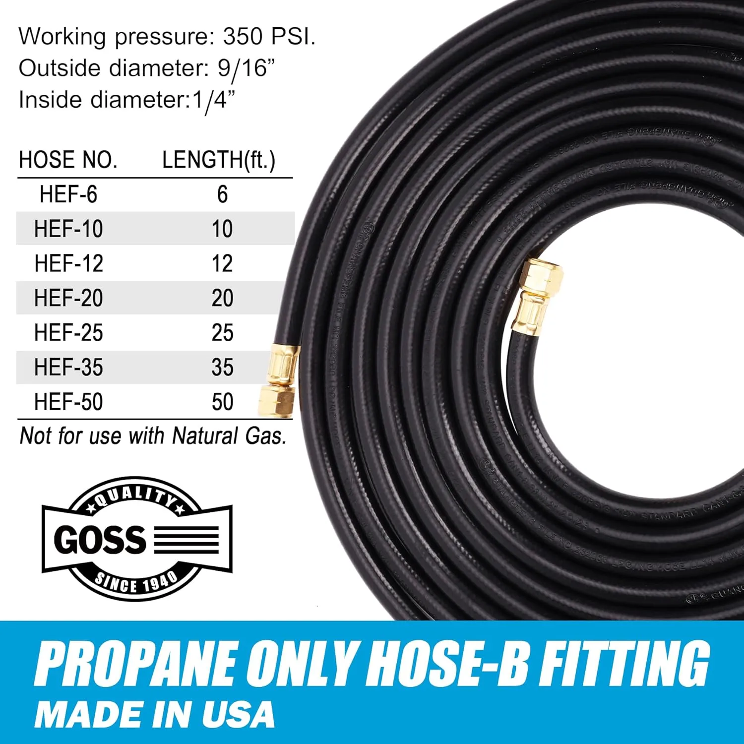 GOSS HEF Propane Hose for Gas Welding