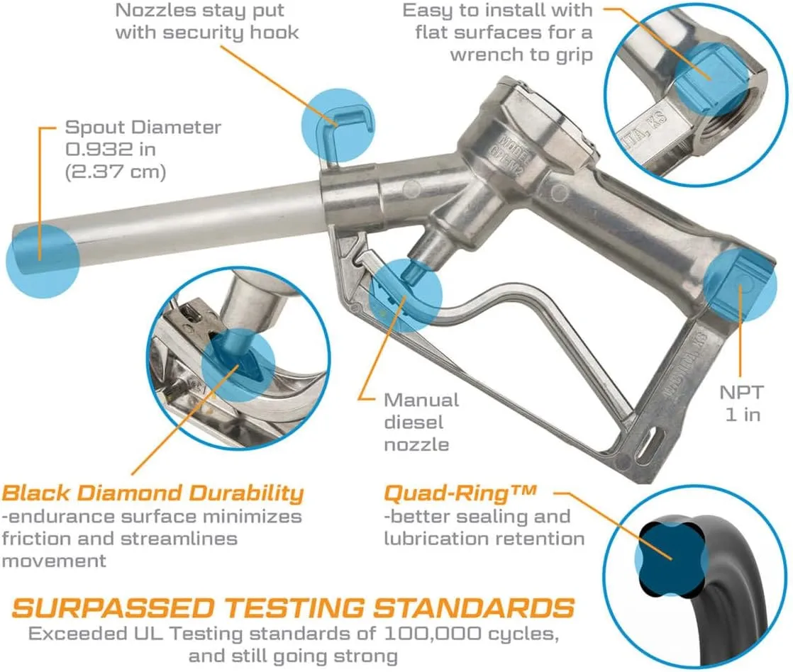 GPI Manual Fuel Nozzle - Aluminum Black Diamond, 50 PSI