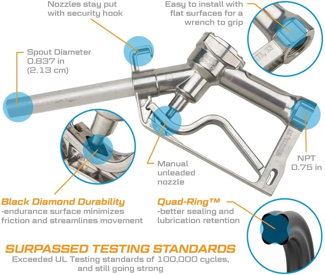 GPI Manual Fuel Nozzle - Aluminum Black Diamond, 50 PSI