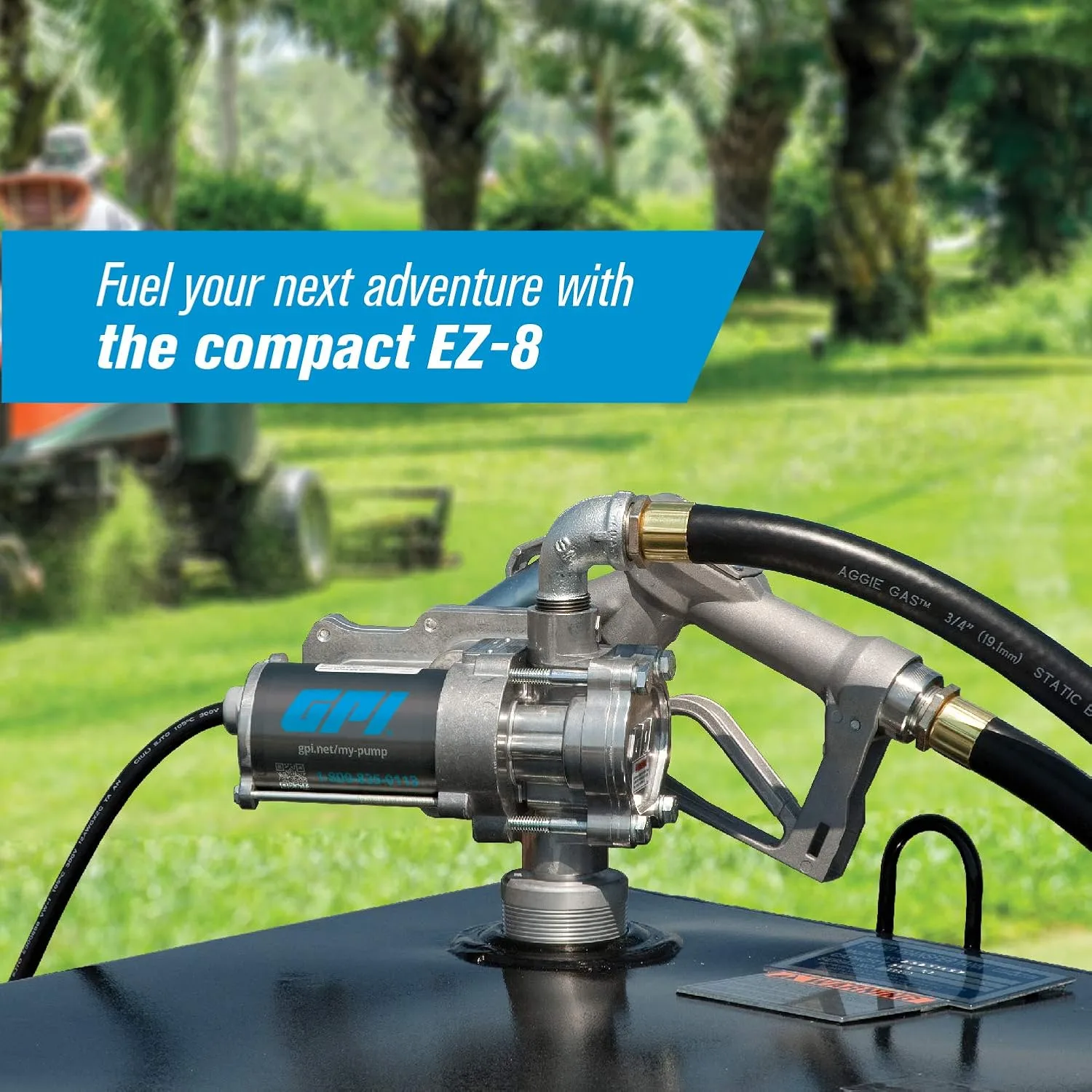 GPI - EZ-8 Fuel Transfer Pump, Manual Shut-Off Nozzle, 8 GPM, 12 Volt