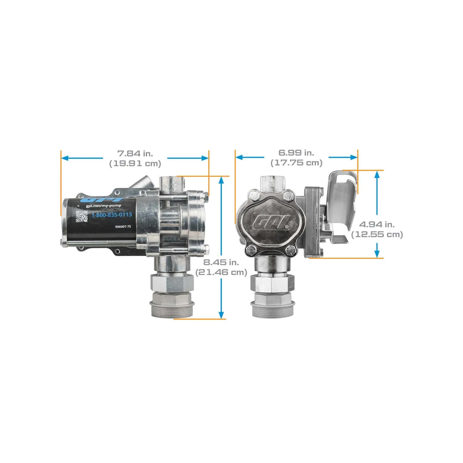 GPI - EZ-8 Fuel Transfer Pump, Manual Shut-Off Nozzle, 8 GPM, 12 Volt