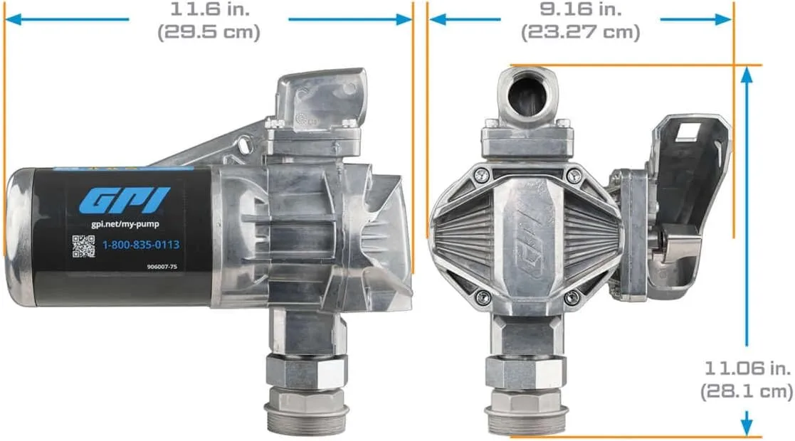 GPI - G20 Fuel Transfer Pump with Automatic Shut-off Nozzle, 20 GPM, 12 Volt (162000-03) Automatic Nozzle
