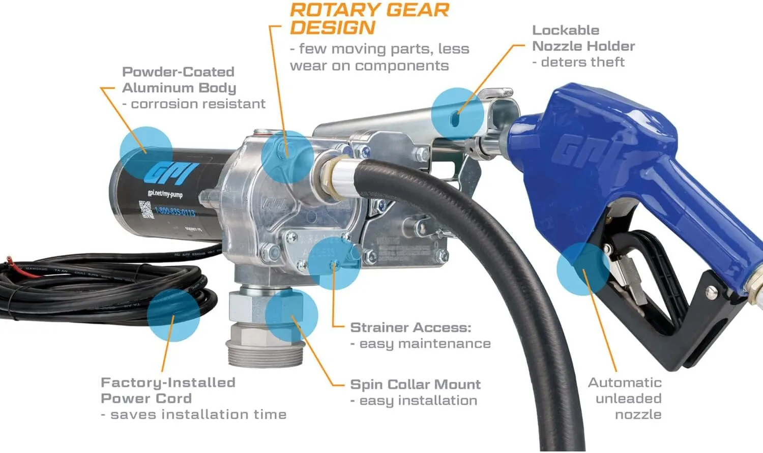 GPI M-150 Series Fuel Transfer Pump, 15 GPM, 12V