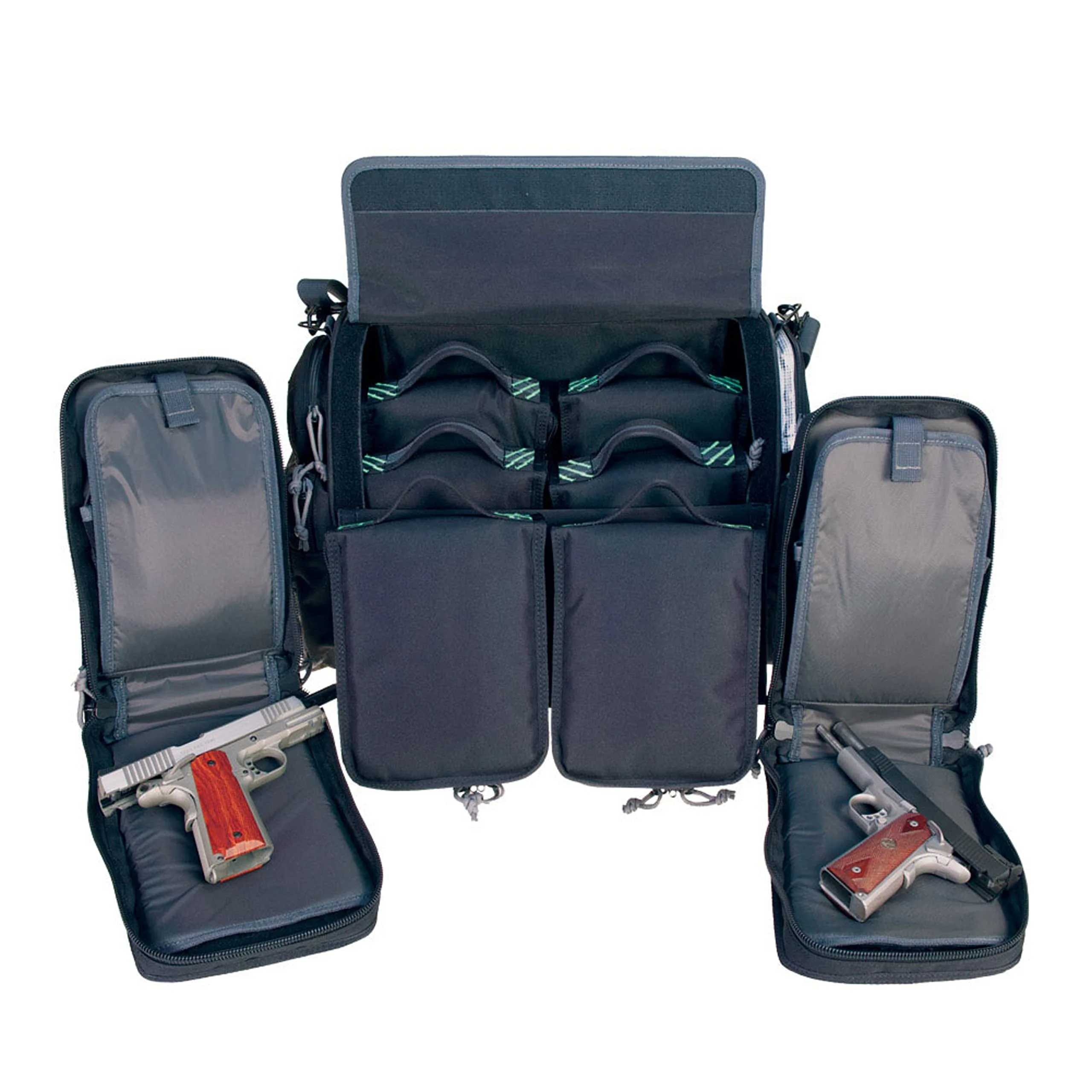 G. Outdoor Products Barn Range Bag with 4 Medium & 4 Compact Pistol Cases | Secure Handguns & Ammo Storage | Durable