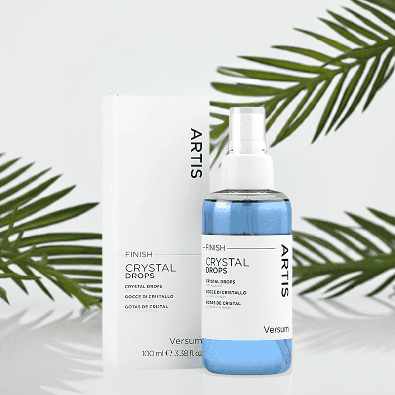 Finish Crystal Drops Versum for instant shine and frizz control on all hair types Finish Crystal Drops Versum for instant shine and frizz control on all hair types