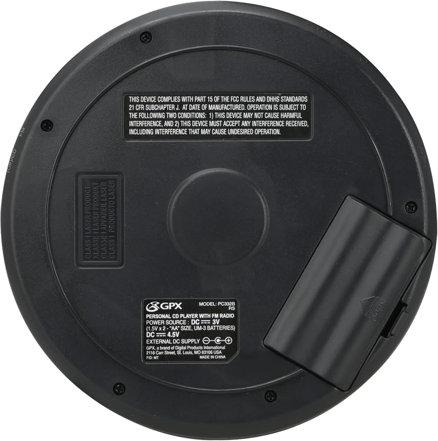 GPX PC332B Portable CD Player with Anti-Skip Protection, FM Radio and Stereo Earbuds - Black