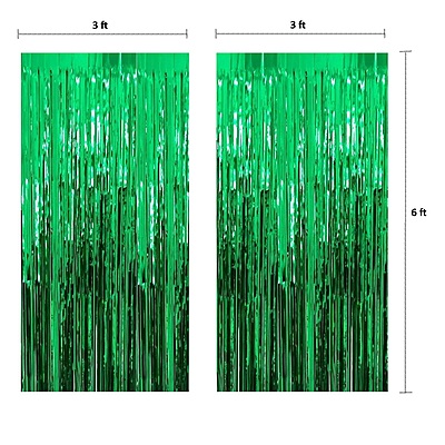 Green Foil Fringe Curtains for Party Decoration - Pack of 2