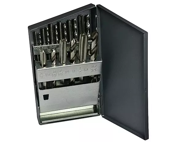 Greenfield Threading 330083 High Speed Steel Jobber Drill Plug Hand Tap Set (18-Piece Set)