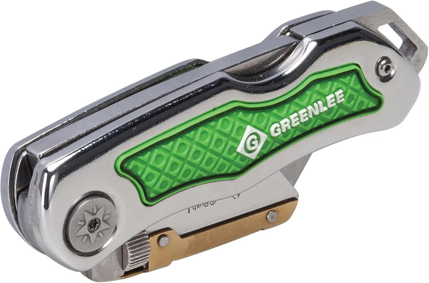 Greenlee 0652-22 8.9" Folding Utility Knife with Retractable 3-Position Serrated Blade, Silver/Green