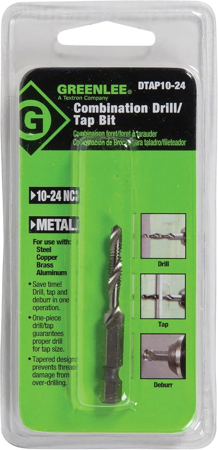 Greenlee Drill/Tap/Countersink, Hss, 10-24