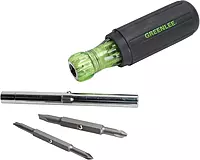 Greenlee 0153-42C 6-in-1 Multi-Tool Screwdriver with Flat-Tip, Phillips, and Hex Bits