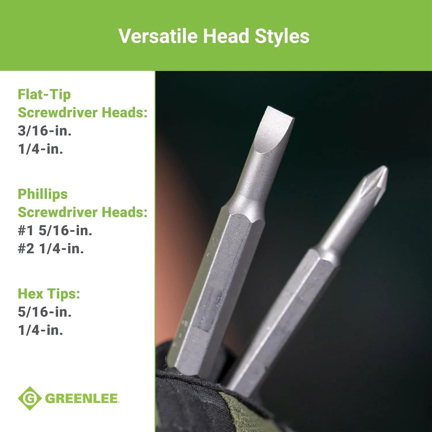 Greenlee 0153-42C 6-in-1 Multi-Tool Screwdriver with Flat-Tip, Phillips, and Hex Bits