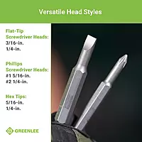 Greenlee 0153-42C 6-in-1 Multi-Tool Screwdriver with Flat-Tip, Phillips, and Hex Bits