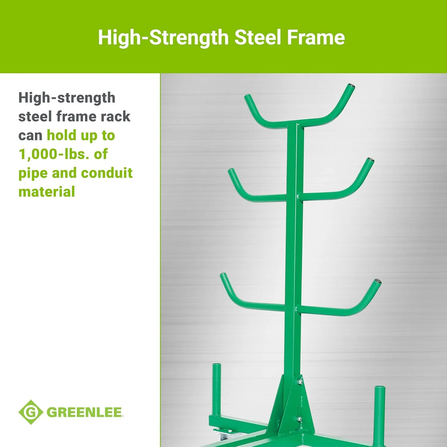 Greenlee 668 Mobile Material Handling Conduit and Pipe Rack with 603 Casters Mobile Conduit and Pipe Rack