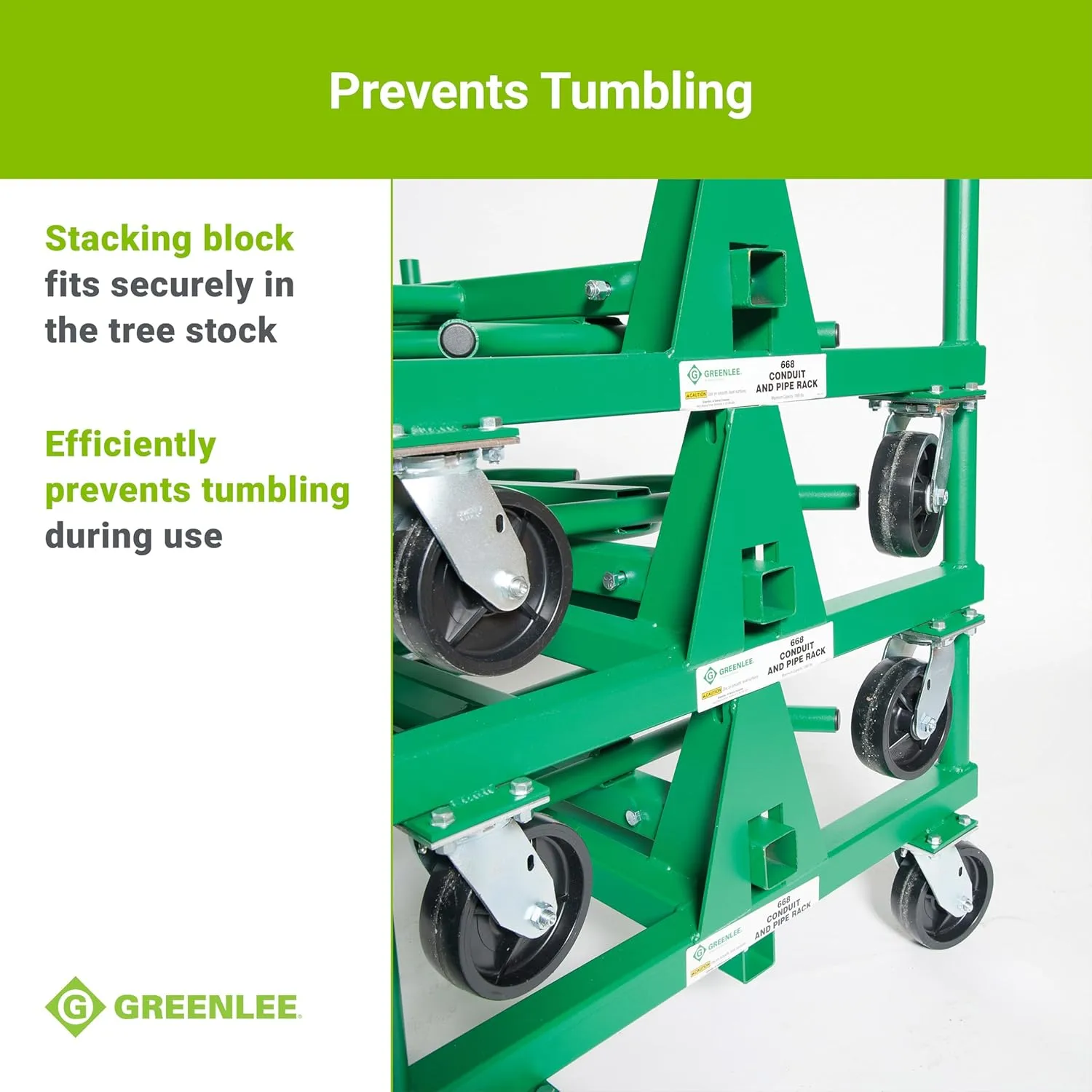 Greenlee 668 Mobile Material Handling Conduit and Pipe Rack with 603 Casters Mobile Conduit and Pipe Rack